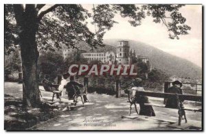 Postcard Old Heidelberg mit Schloss Grosse terrace