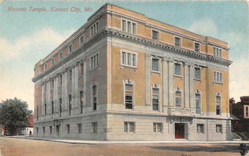 KANSAS CITY, MO Missouri   MASONIC TEMPLE~Fraternal Order   c1910's Postcard
