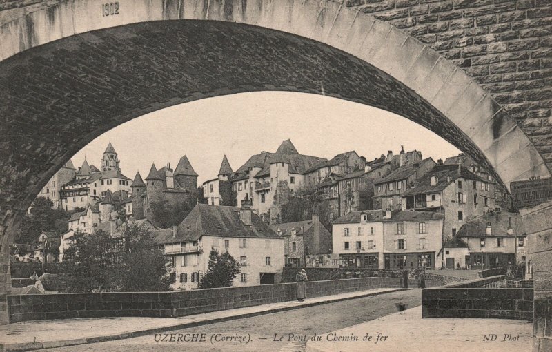 Vintage Postcard Le Pont Du Chemin De Fer Railway Bridge Uzerche France