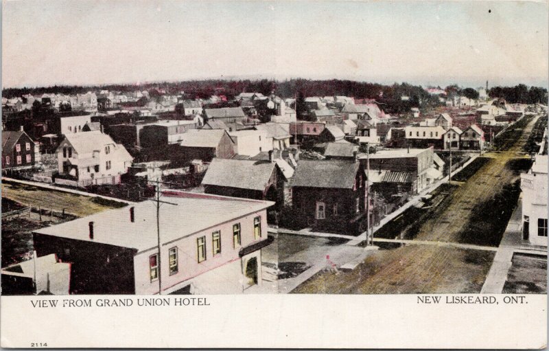 Grand Union Hotel New Liskeard ON Ontario Birdseye UNUSED Warwick Postcard E75