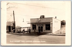 Vtg Carrizo Springs Texas TX Blue Bonnet Cafe RPPC Real Photo Postcard