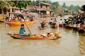 Thailand, Bangkok, Wad Sai Floating Market, Continental Postcard, No. P.C. 1297