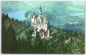Neuschwanstein Castle Bavaria Germany Vintage Pan Am Postcard