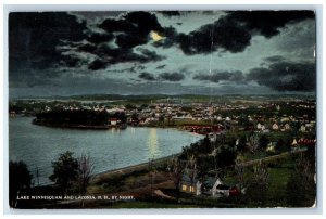 1917 Lake Winnisquam Laconia By Night New Hampshire NH Vintage Antique Postcard