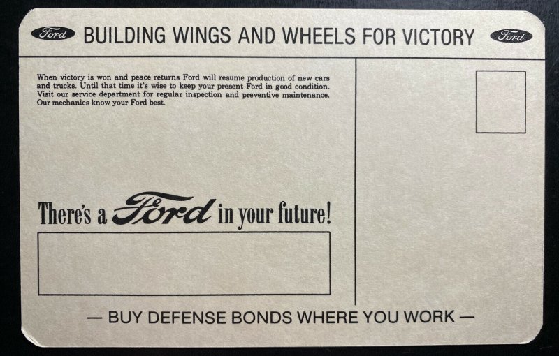 Mint USA Real Picture Postcard WW2 Ford Motors Building Wheels For Victory 