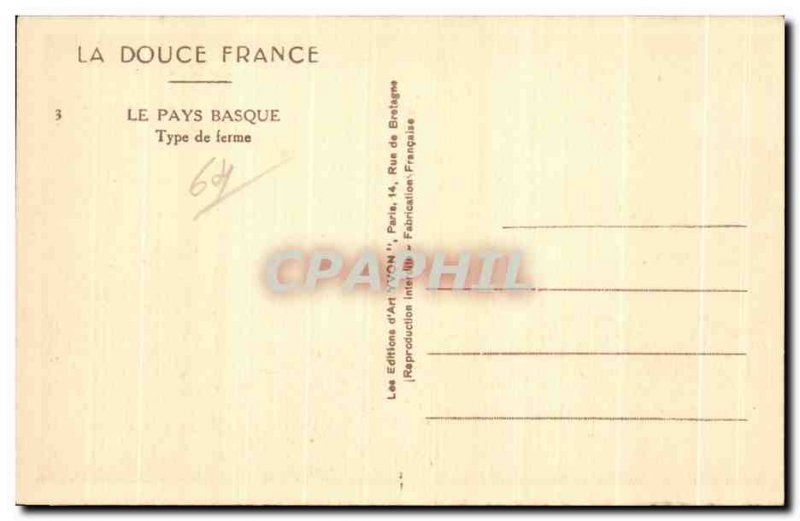 Old Postcard The Basque Country Farm Type
