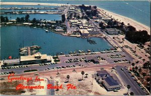 Aerial View, Greetings from Clearwater Beach FL c1963 Vintage Postcard H25