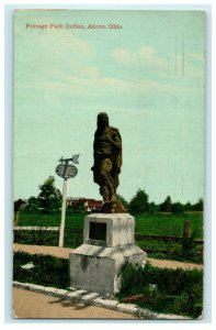 1912 Chicago IL. Statue of Portage Path, Akron, Ohio OH Postcard 