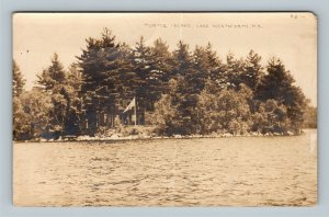 RPPC - Lake Wentworth NH, Turtle Island, Vintage c1910 Real Photo Postcard