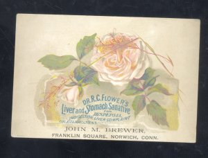 NORWICH CONNECTICUT CT. BREWER DRUG STORE MEDICAL VINTAGE ADVERTISING CARD