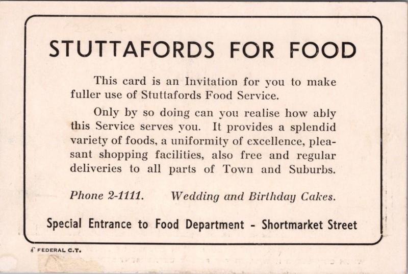 Stuttafords Dept Store Cape Town South Africa Promo Ad Advert Postcard E19