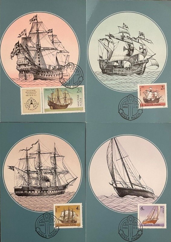 Maximum cards Hungary famous sailing vessels Wasa Santa Maria Jylland St. Jupat 