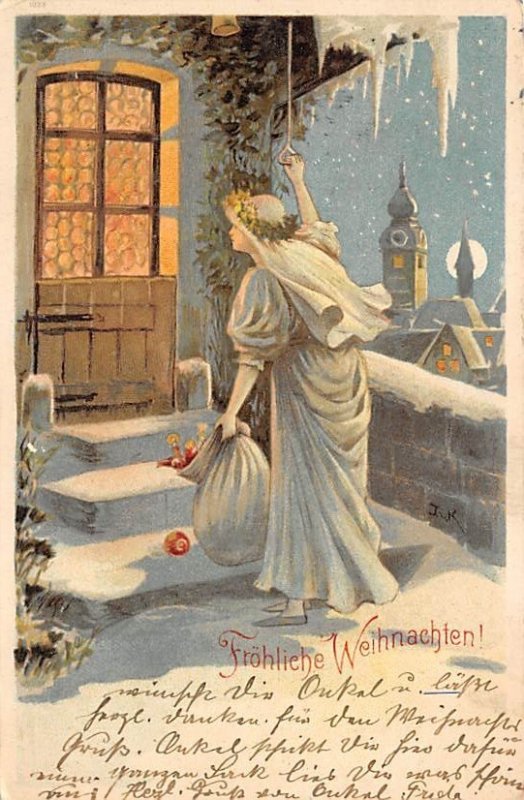 Frohliche Weihnachten Hold to Light 1907 writing on front