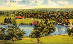 Massachusetts Worcester Green Hill Park General View 1950