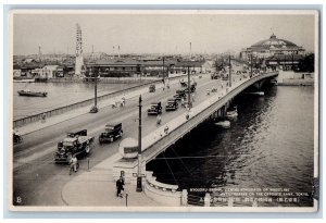 Tokyo Japan Postcard Ryogoku Bridge Viewing Kokugikan c1940's Vintage