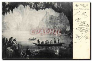 Old Postcard Han Caves The Lac d & # 39Embarquement