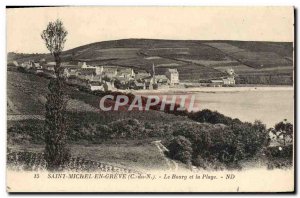 Old Postcard Saint-Michel-en-Grève Le Bourg And The Beach