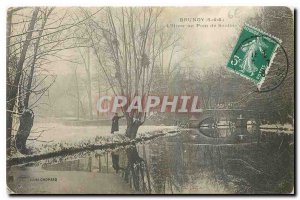 Old Postcard Brunoy S and O in Winter Bridge Soulins