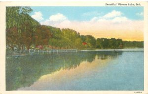 Beautiful Winona Lake Indiana 1958 WB Postcard Used