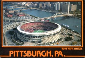 Postcard PA Pittsburgh - Three Rivers Stadium aerial 1989