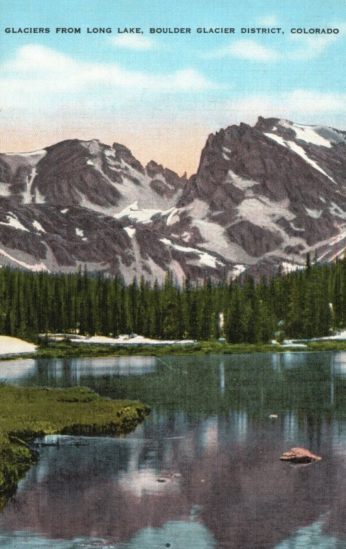 Vintage Postcard 1946 Glaciers From Long Like Boulder Glacier District Colorado