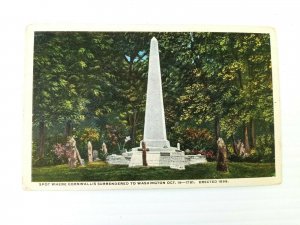 Vintage Postcard Spot Where Cornwallis Surrendered to Washington Virginia