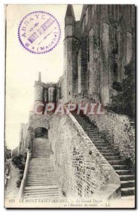 Old Postcard Mont St Michel Grand Degre and & # 39escalier round