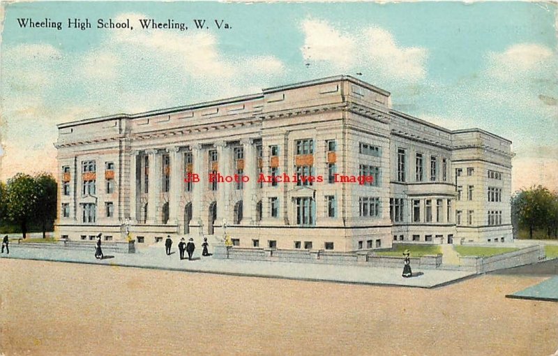 4 Postcards, Wheeling, West Virginia, High School Buildings Views