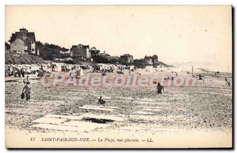 Old Postcard Saint Pair Sur Mer Beach Vue Generale