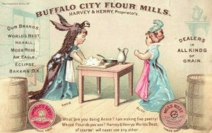 1880's Buffalo City Flour Mills Kids Annie Alice Victorian Trade Card &M