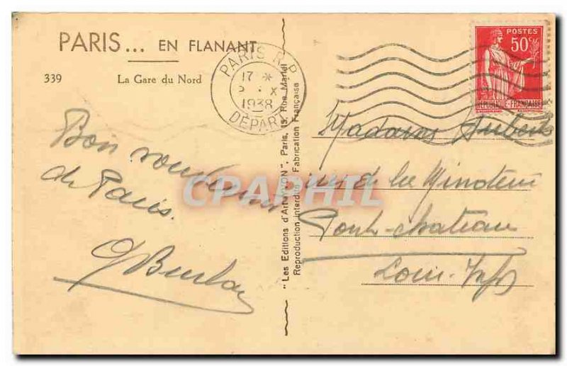 Old Postcard Paris's Gare du Nord