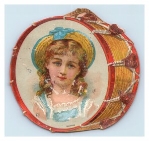 1880s Victorian Die-Cut Drums Trade Cards Lovely Girls Lot Of 4 P110