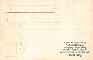 Belgium Flag Coins Exchange Table embossed coinage postcard C314