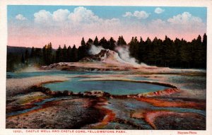 USA Yellowstone Park Castle Well and Castle Cone Postcard 09.82