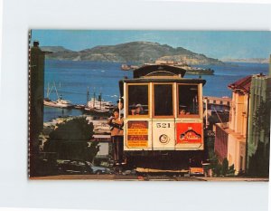 Postcard Cable Car On San Francsico Hill, San Francsico, California