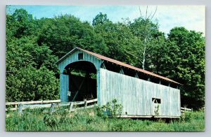 The Root Covered Bridge in Ohio Over Little Hocking River Vintage Postcard 0050