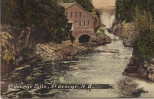 St George Falls New Brunswick Scenic Dam Vintage Postcard private post card