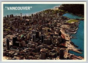 Downtown Vancouver And Stanley Park BC, 1984 Aerial View Postcard, Slogan Cancel