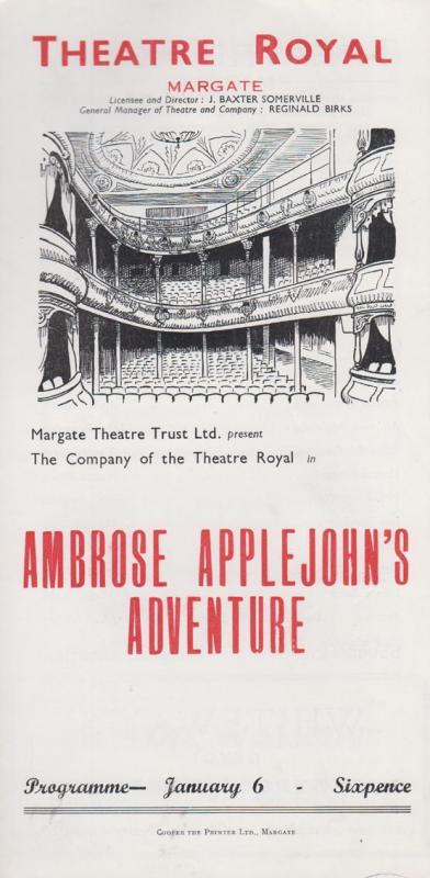 Ambrose Applejohns Adventure Walter Hackett Rare Theatre Royal Margate Programme