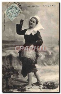 Old Postcard Folklore Benodet A gale