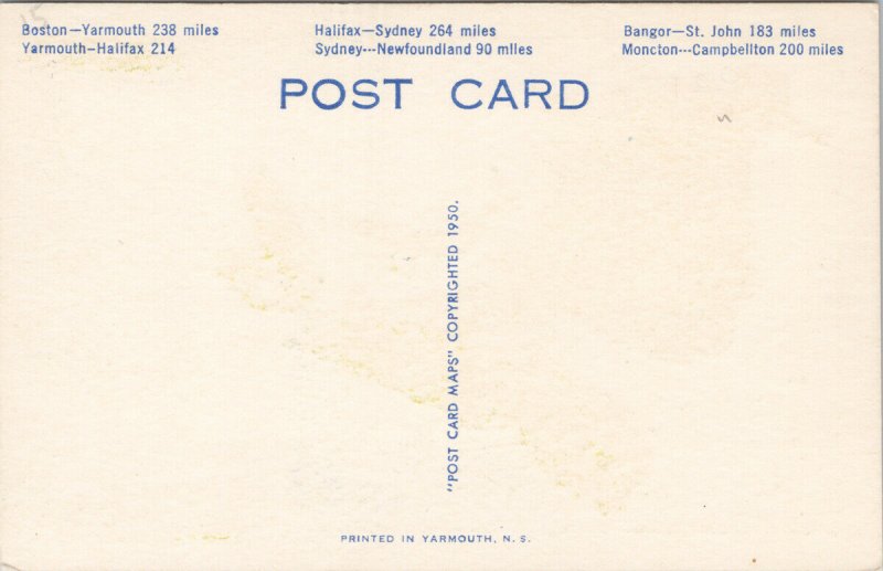 Canada's Maritime Provinces Map NB NS PE NL ME QC Green Maps Unused Postcard G46