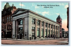 Oshkosh Wisconsin Postcard New Building Old National Bank c1910 Vintage Antique