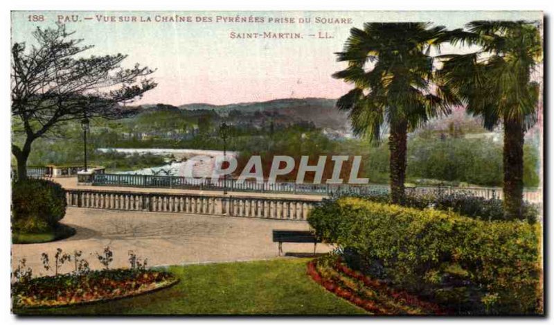 Old Postcard Pau View Towards La Chaine Des Pyrenees Jack Du Square Saint Martin