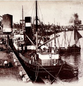 Bordeaux France The Quaids Ship In Harbor 1910s WW1 Era Postcard PCBG12A