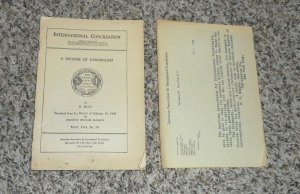 1914 International Conciliation A Defense Of Cannibalism B Beau Booklet Brochure