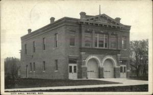 Wayne NE City Hall Fire Station c1910 Postcard