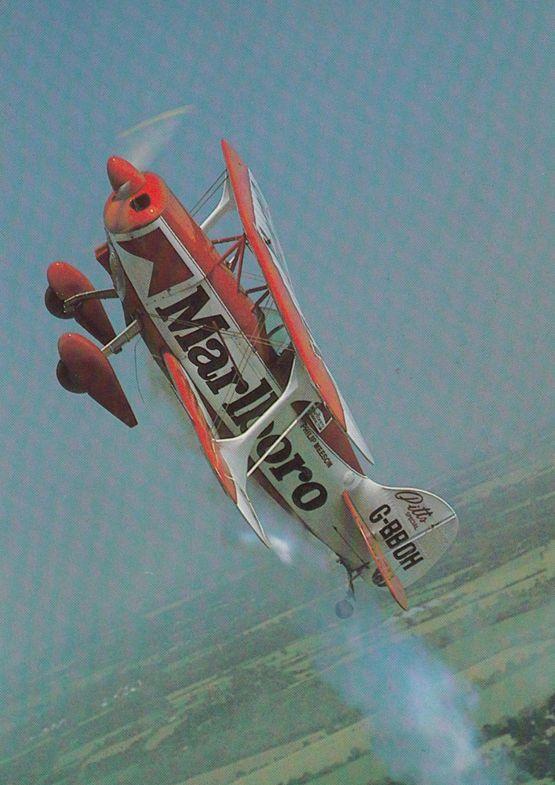 British Aerobatic Flight Champion Marlboro Advertising Plane Looping Postcard