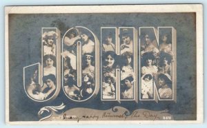 RPPC Name Card JOHN Women's Faces 1905 Rotograph  Postcard