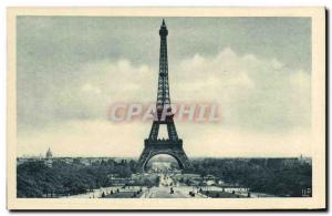 Old Postcard Paris Eiffel Tower Gardens