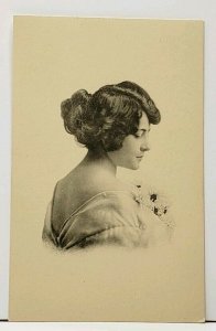 Beautiful Woman Lovely Updo Hair & Daisies Printed Photo Postcard G17